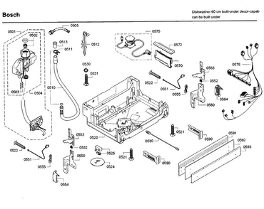 Base Diagram and Parts List for SGE68U55UC C6 Bosch Dishwasher