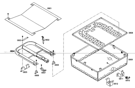 Griddle Assy Diagram and Parts List for PRG364EDG03  Thermador Range