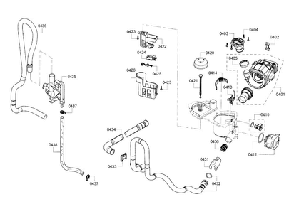 Valve/pipe Assy Diagram and Parts List for SHE3AR52UC 12 Bosch Dishwasher