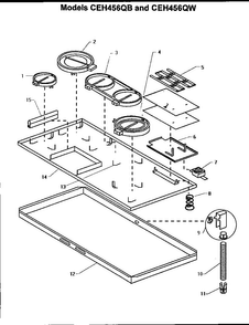 Models Ceh456qb And Ceh456qw Diagram and Parts List for CEH365Q  Thermador Cooktop