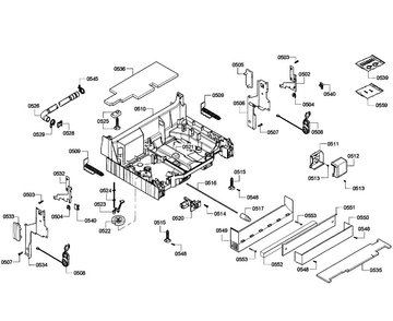 Base Assy Diagram and Parts List for SHE55M12UC 61 Bosch Dishwasher