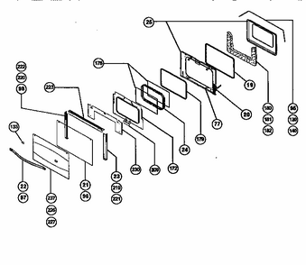 Main Oven Door Assembly Diagram and Parts List for RDDS30VQ  Thermador Range