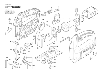Section 1 Diagram and Parts List for GST650 3601EA8080 Bosch Jig Saw