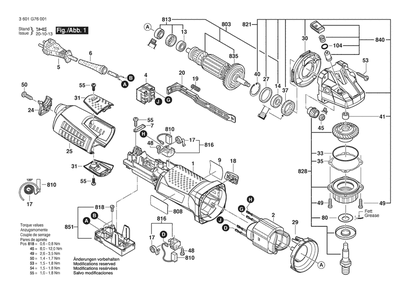 Section 1 Diagram and Parts List for GBR15CA 3601G76001 Bosch Sander Grinder