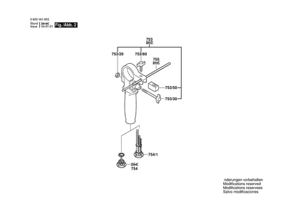 Section 2 Diagram and Parts List for CSB650-2RE 0603161650 Bosch Hammer Drill