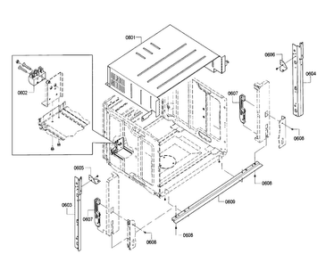 Frame Diagram and Parts List for HSLP451UC 01 Bosch Wall Oven