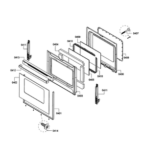Door Assy Diagram and Parts List for HES3063U 06 Bosch Range