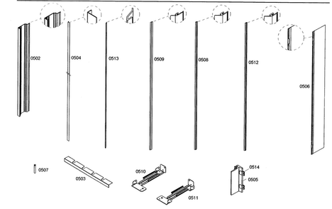 Molding Diagram and Parts List for B18IW50NSP 06 Bosch Freezer
