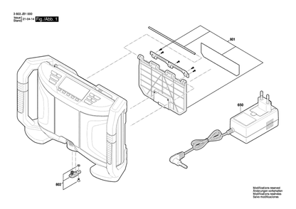 Part Location Diagram of 1600A000ZZ Bosch Power Supply J