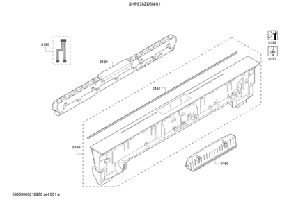 Panel-Facia/Operating Module Diagram and Parts List for SHP878ZD5N 01 Bosch Dishwasher