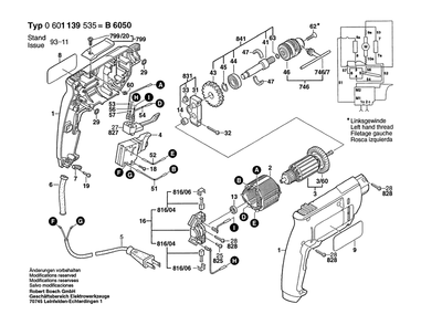 Diagram Diagram and Parts List for B6050 0 601 139 535 Bosch Cordless Drill