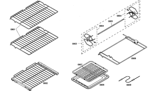 Racks Diagram and Parts List for POD30201  Thermador Wall Oven