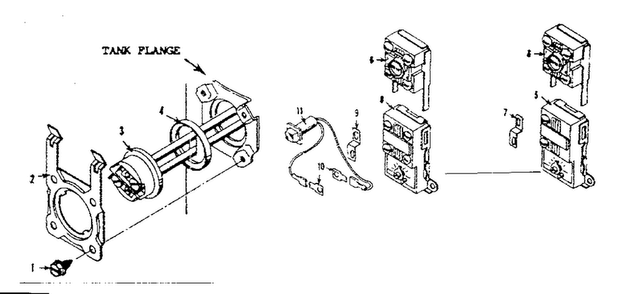 Control & Element Group Diagram and Parts List for 15332446  Kenmore Water Heater