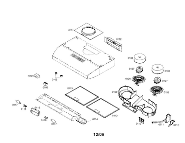 Range Hood Diagram and Parts List for DUH30122UC 01 Bosch Range Hood