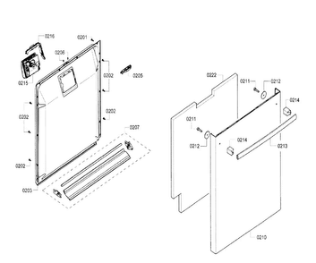 Door Assy Diagram and Parts List for SHX4ATF5UC 21 Bosch Dishwasher
