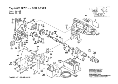 Section 1 Diagram and Parts List for 0601927727  Bosch Screwdriver