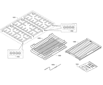 Rack Asy Diagram and Parts List for HGIP054UC 01 Bosch Range