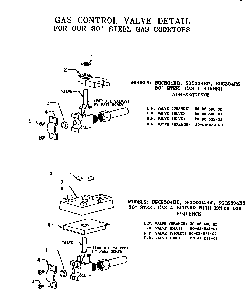 Gas Control Valve Detail Diagram and Parts List for SGC304RS  Thermador Cooktop