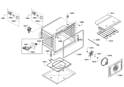 Cavity Diagram and Parts List for HDI8054U 02 Bosch Range