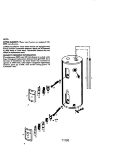 50 Gallon Electric Water Heater Diagram and Parts List for 153316552  Kenmore Water Heater