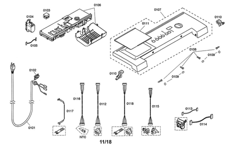 Control Panel/Control Module Diagram and Parts List for WFMC2201UC 15 Bosch Washer