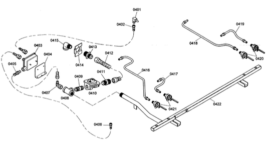 Gas Supply Diagram and Parts List for PRL364EDH03  Thermador Range