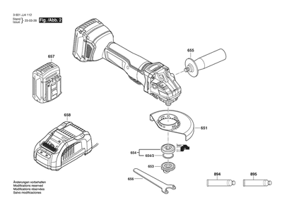 Figure 6 Diagram and Parts List for 3601JJ4112 GWS18V-10PN Bosch Angle Grinder