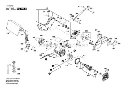 Page 5 Diagram and Parts List for CM10GD 3601M27011 Bosch Miter Saw