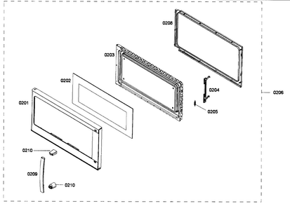 Door Assy Diagram and Parts List for HMV3021U 01 Bosch Microwave