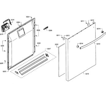 Door Assy Diagram and Parts List for SHX3AR55UC 10 Bosch Dishwasher