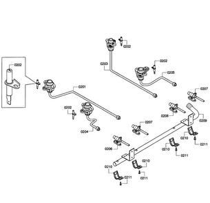 Burners Assy Diagram and Parts List for HGS7052UC 08 Bosch Range