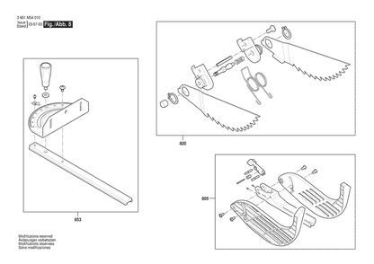 Diagram 8 Diagram and Parts List for GTS15-10 3601M54010 Bosch Table Saw