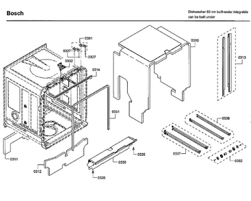 Frame Diagram and Parts List for SHXM63W55N 01 Bosch Dishwasher