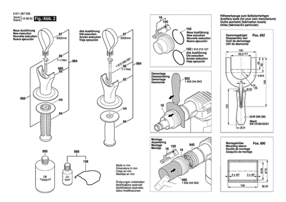 Section 2 Diagram and Parts List for GSH388 0611387039 Bosch Demolition Hammer