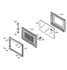 Door Assy Diagram and Parts List for HMB8050 01 Bosch Microwave