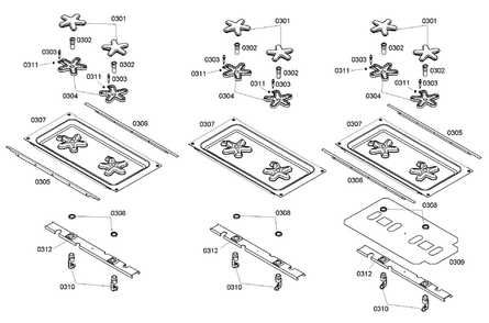 Burners Assy Diagram and Parts List for PRD366EHC 03 Thermador Range