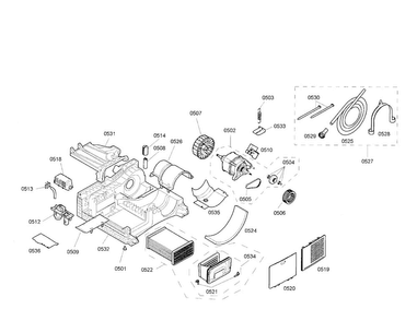 Bottom Case/drain Hose Diagram and Parts List for WTE86300US 01 Bosch Dryer