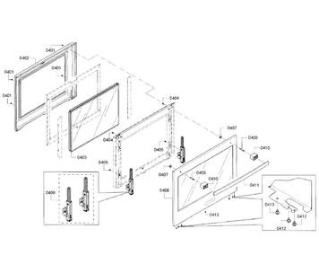 Door Section Diagram and Parts List for HBL5351UC 02 Bosch Wall Oven