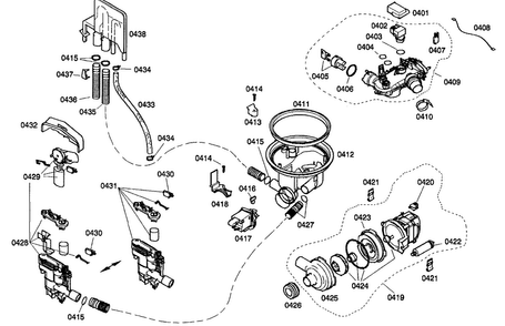 Pump Assy Diagram and Parts List for SHV99A13UC 19 Bosch Dishwasher