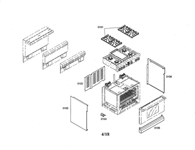 Body Diagram and Parts List for PDR364GDZS 02 Thermador Range