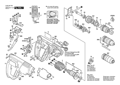 Section 1 Diagram and Parts List for PBH200FRE 0603356732 Bosch Hammer Drill
