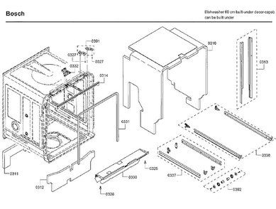 Frame Diagram and Parts List for SHEM63W55N 01 Bosch Dishwasher