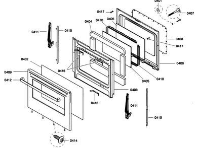 Door Assy Diagram and Parts List for HES3053U 01 Bosch Range