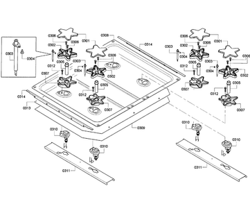 Top Assy Diagram and Parts List for PRD304GHC 08 Thermador Range