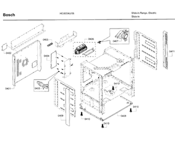 Cabinet Assy Diagram and Parts List for HEI8054U 06 Bosch Range