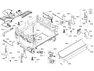 Base Diagram and Parts List for SHX5AVF5UC 01 Bosch Dishwasher