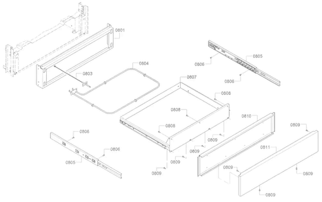 Drawer Diagram and Parts List for HGI8054UC 05 Bosch Range