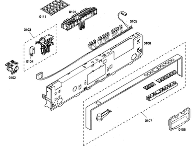 Front Panel Diagram and Parts List for SHV68P03UC 53 Bosch Dishwasher