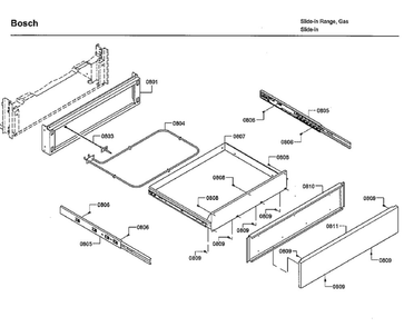 Drawer Diagram and Parts List for HGIP054UC 07 Bosch Range