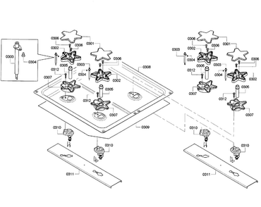 Burners-24" Diagram and Parts List for PRD486GDHC 03 Thermador Range